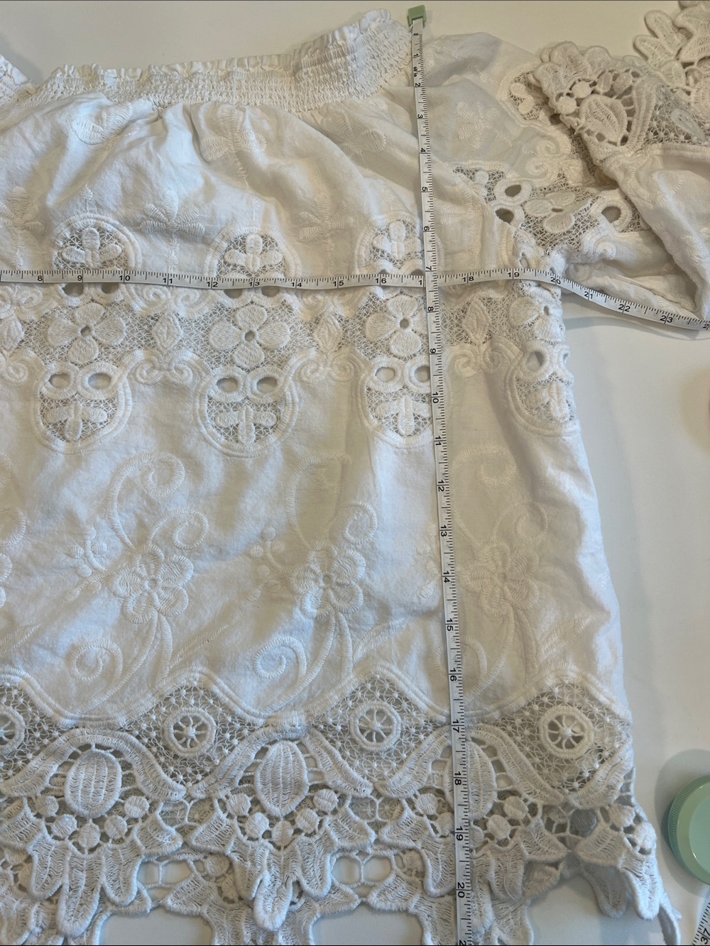Chico's White Lace Crochet Peasant Blouse - off shoulder, 2 - Picture 6 of 6